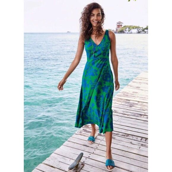 Boden Dresses & Skirts - Boden Rosaline Midi Dress Tropical Retreat Emerald Size 16 V-Neck Sleeveless